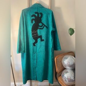 Rare & Unique Native American style Jean acid wash trench coat
